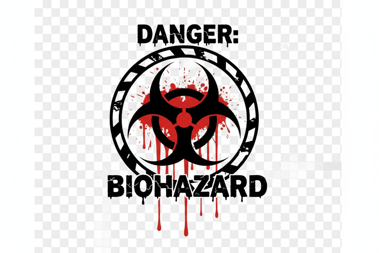 Danger: Biohazard - Blood Splatter Halloween Window Sticker