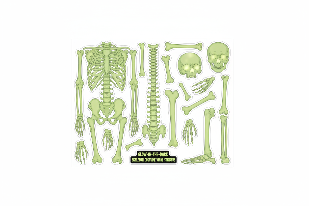 Halloween Skeleton Bones Stickers - Costume Effect Sheet