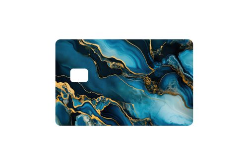 CARD WRAP: MARBLE BLUE/GOLD - OzDecalz