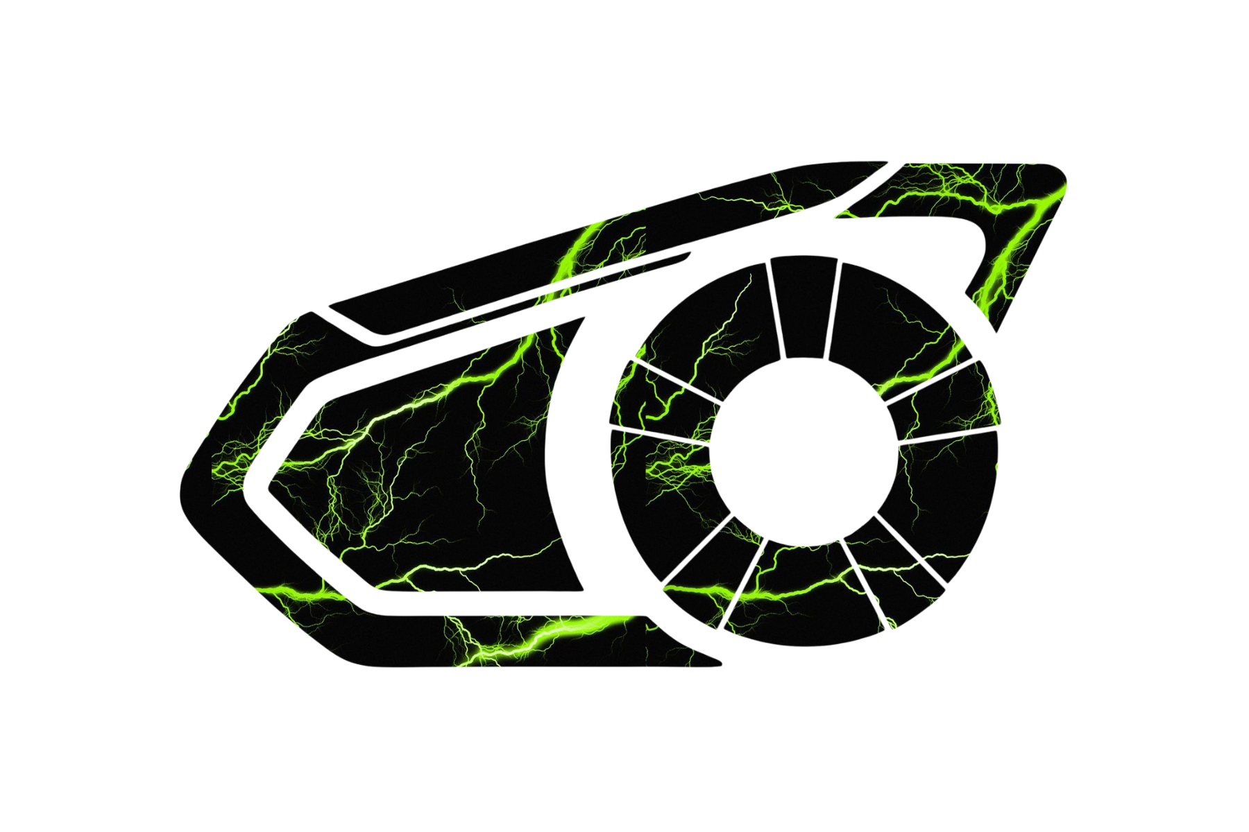 Skin for Sena 30K: NEON GREEN LIGHTNING STRIKE
