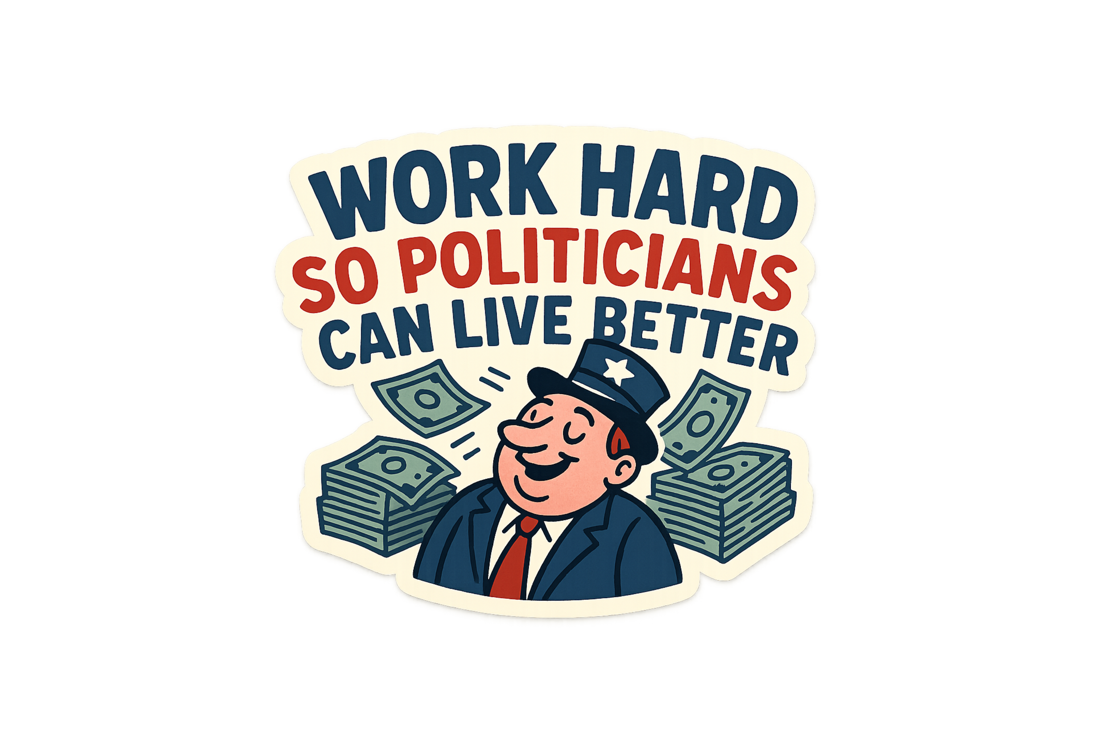 STICKER: WORK HARD SO POLITICIANS