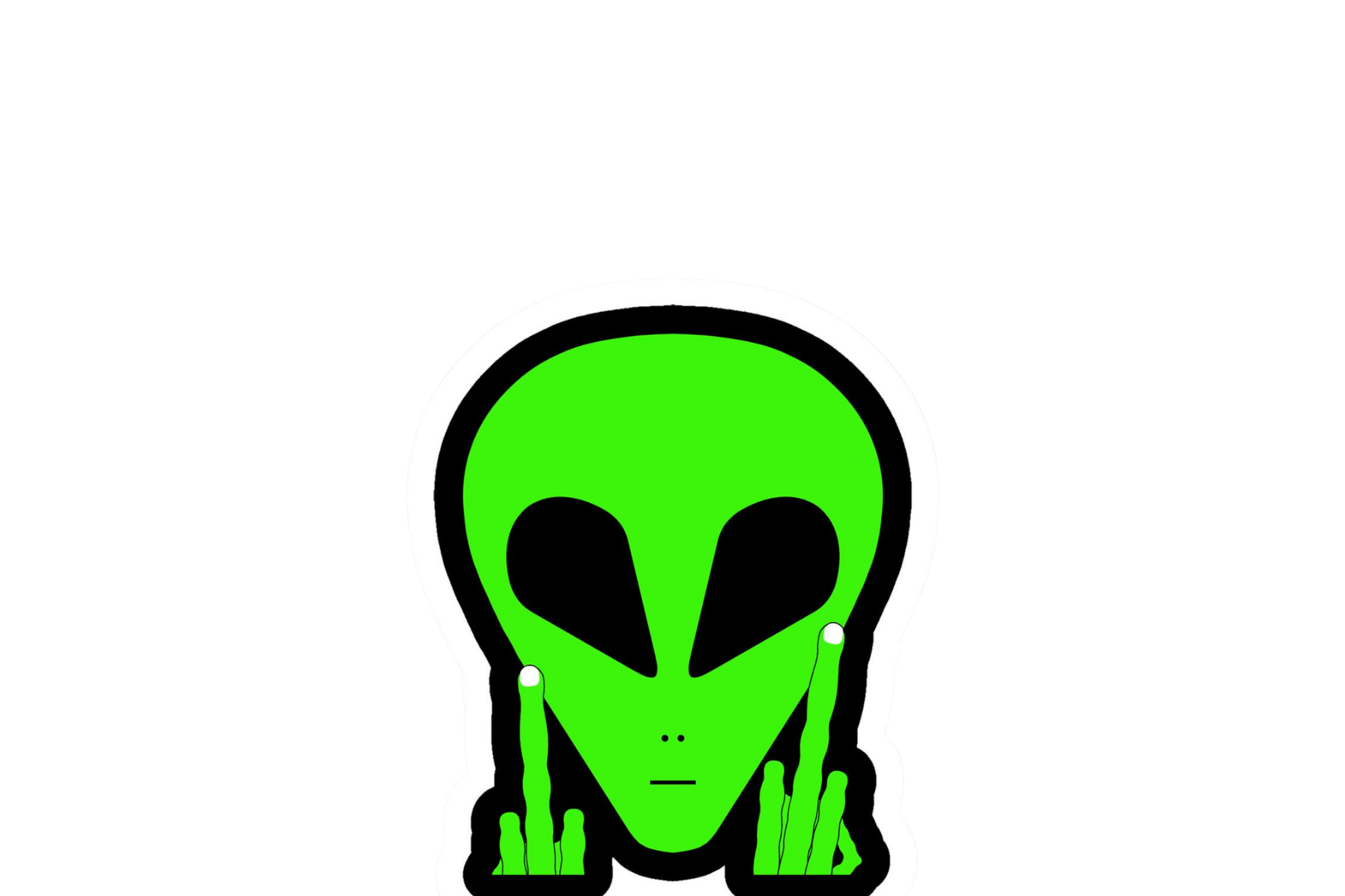 STICKER: GREEN ALIEN (DOUBLE FINGER)