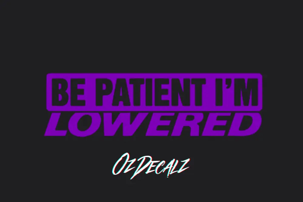 BE PATIENT IM LOWERED STICKER - OZDecalz