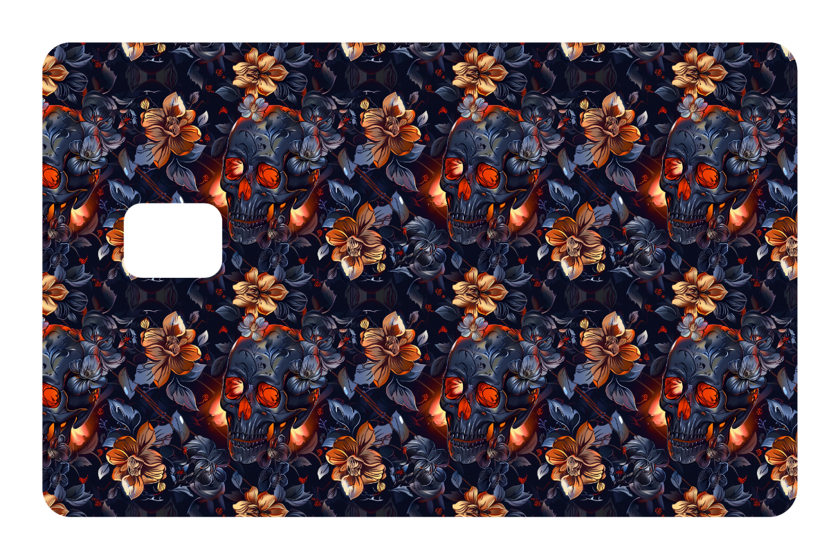 CARD WRAP: SKULLS & FLOWERS