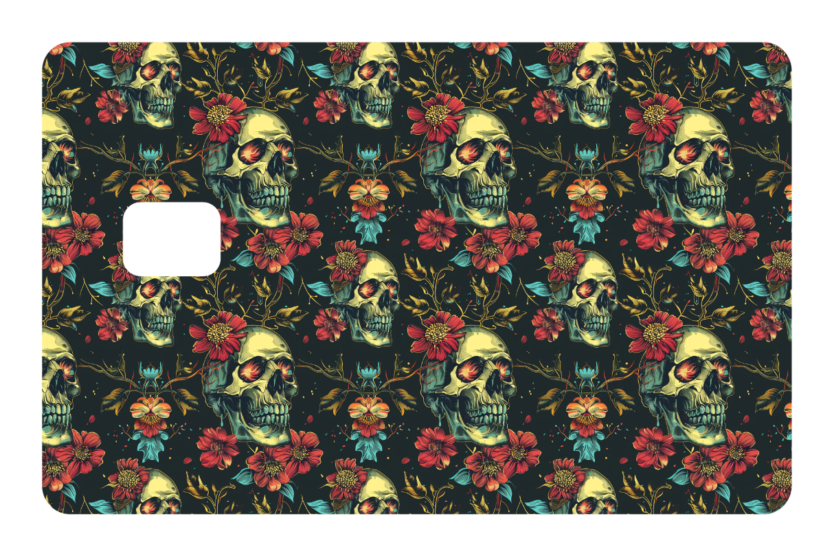 CARD WRAP: SKULLS & FLOWERS