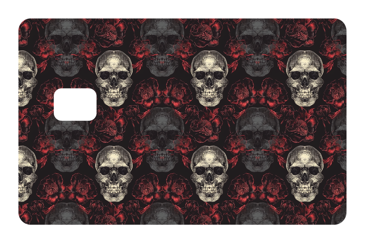 CARD WRAP: SKULLS & FLOWERS