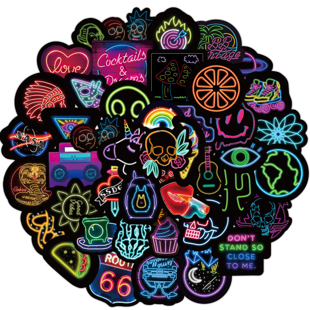 Neon Graffiti Stickers 50PK