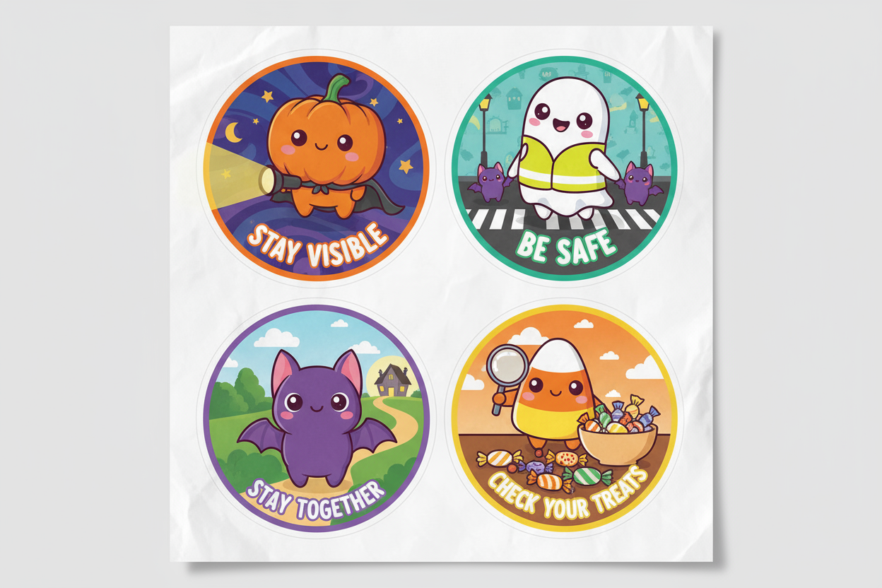 Halloween Safety Reminder Stickers for Kids