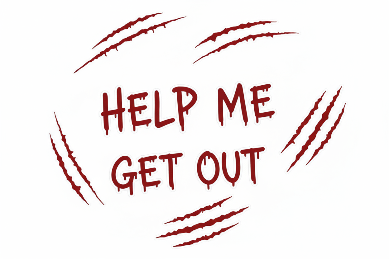 Horror Bloody Text Window Stickers - Help Me, Get Out Messages