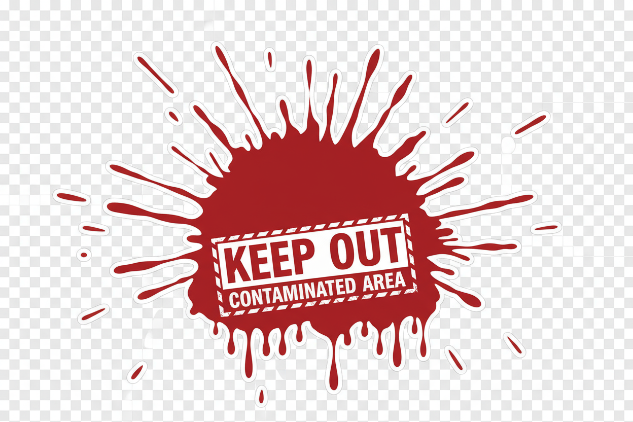 Keep Out: Contaminated Area - Blood Splatter Halloween Window Sticker