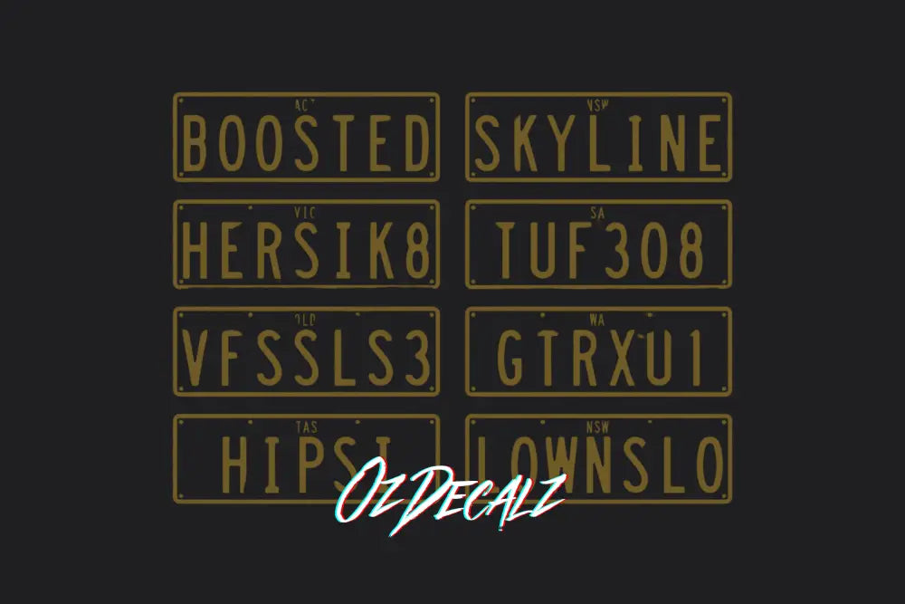 NUMBER PLATE CUSTOM STICKER - OzDecalz