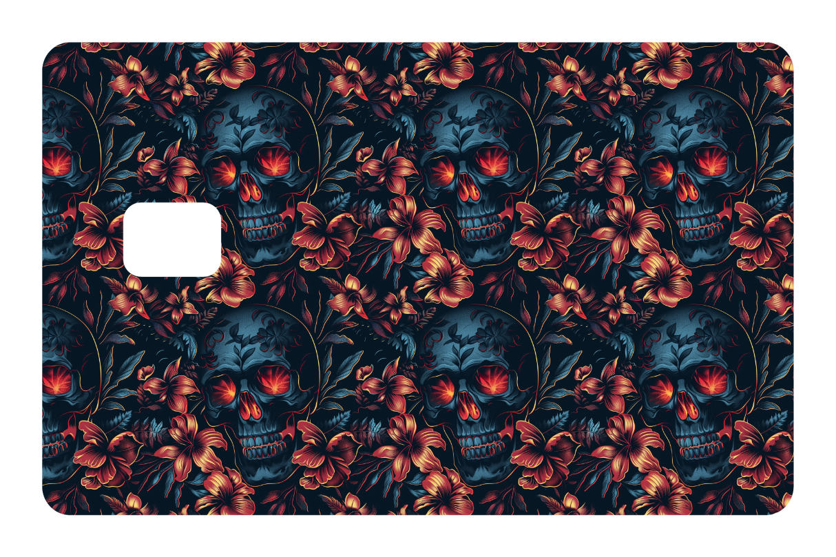 CARD WRAP: SKULLS & FLOWERS