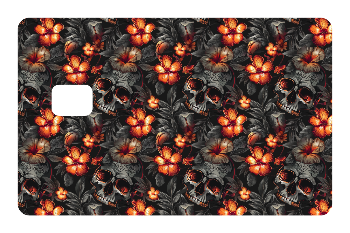 CARD WRAP: SKULLS & FLOWERS