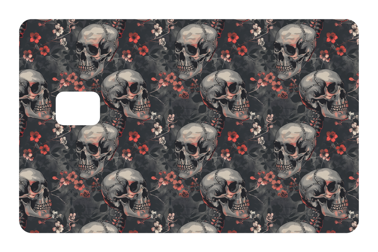 CARD WRAP: SKULLS & FLOWERS