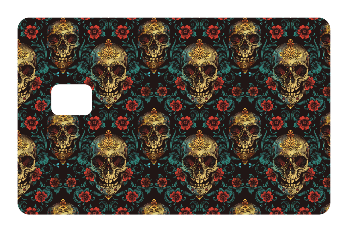 CARD WRAP: SKULLS & FLOWERS