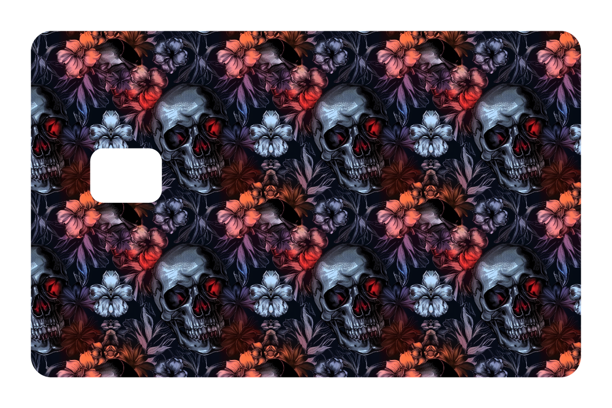 CARD WRAP: SKULLS & FLOWERS
