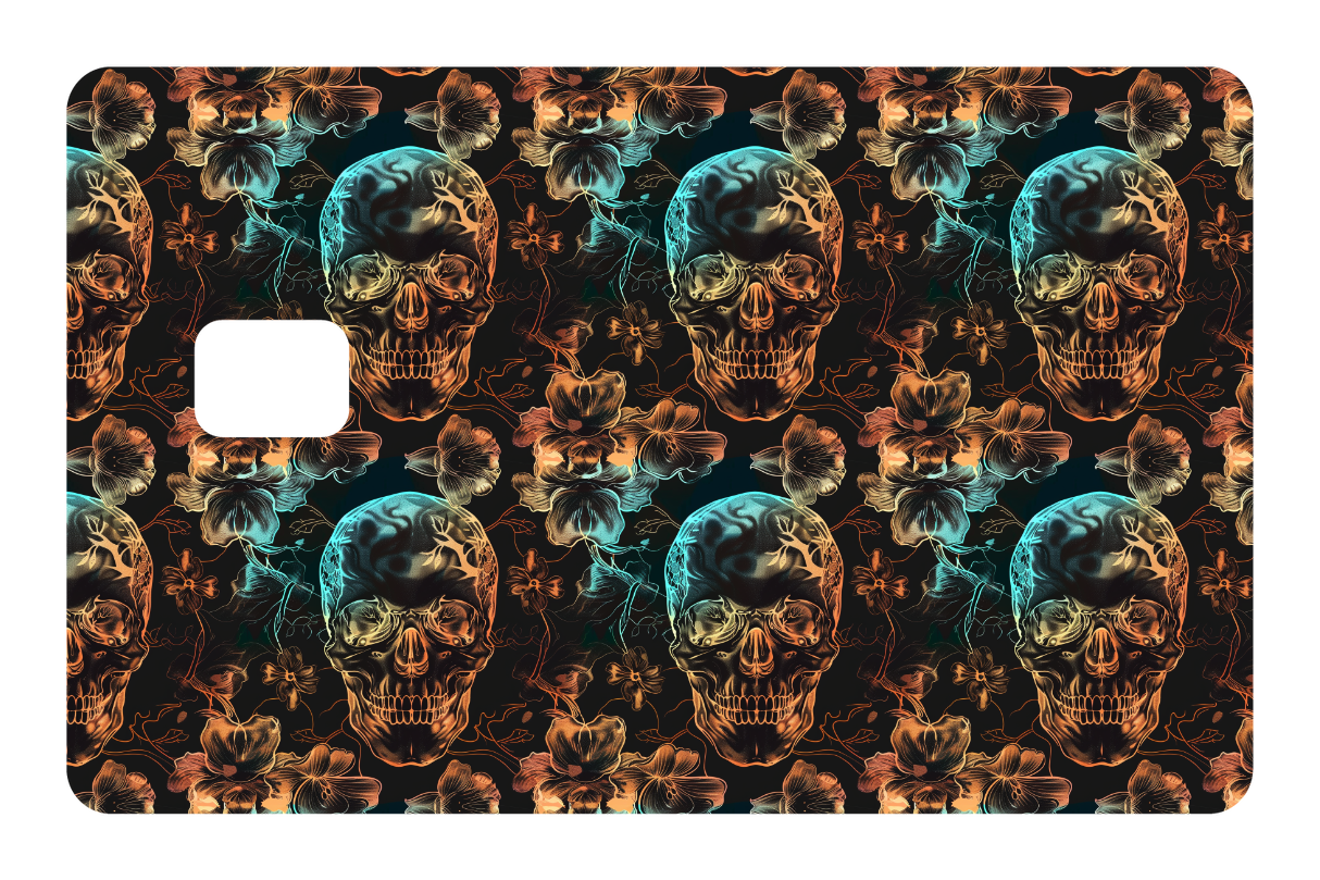 CARD WRAP: SKULLS & FLOWERS