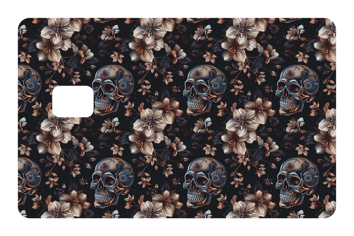 CARD WRAP: SKULLS & FLOWERS