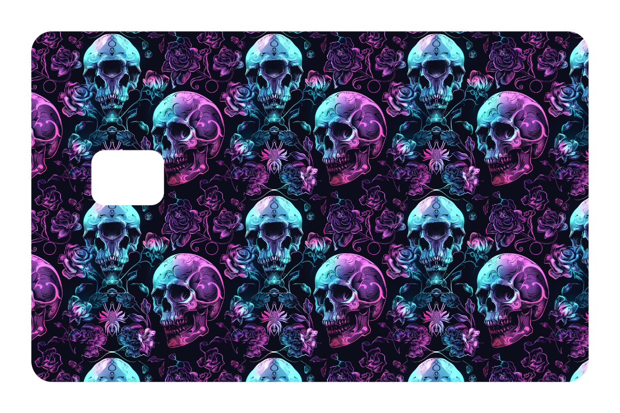 CARD WRAP: SKULLS & FLOWERS