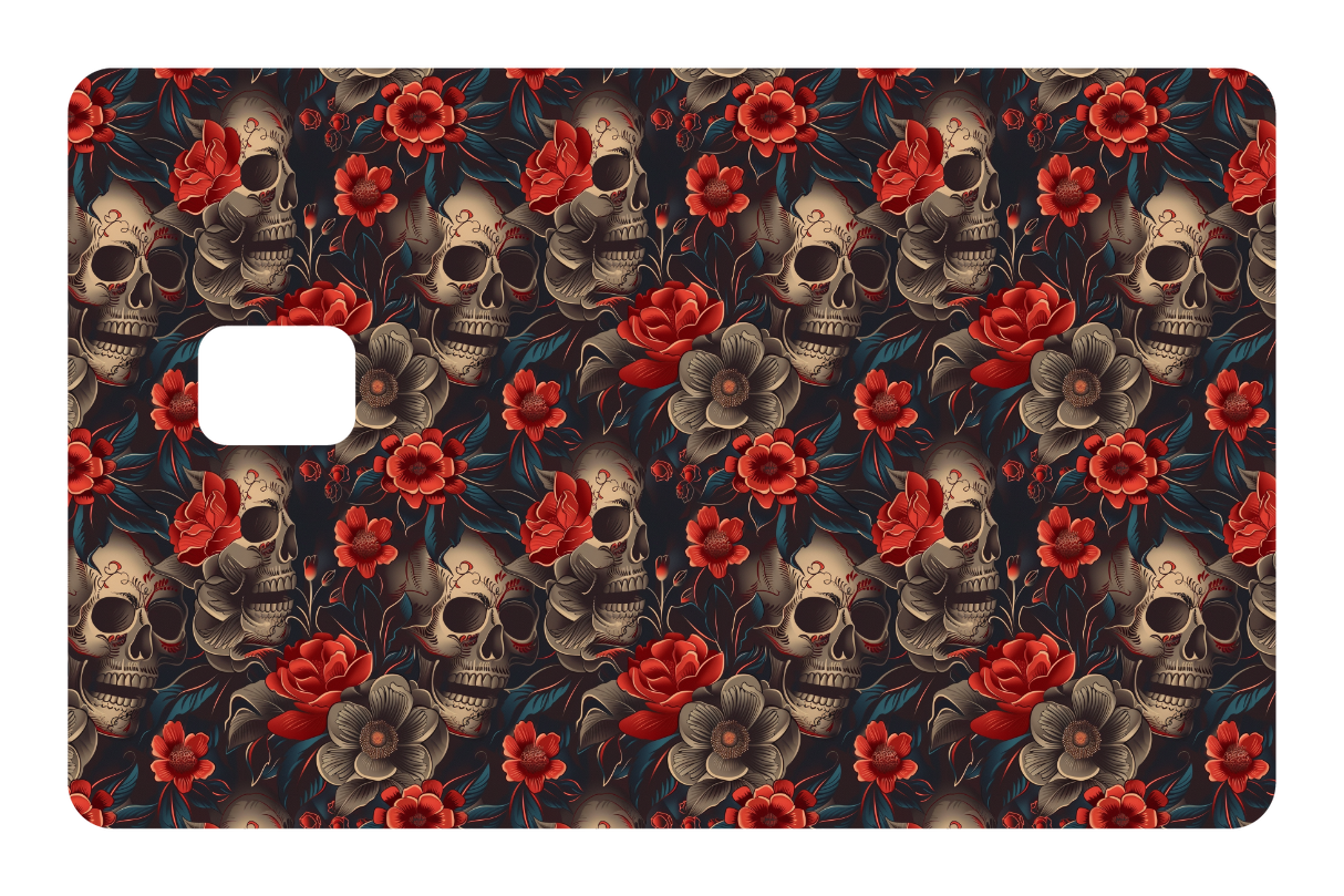CARD WRAP: SKULLS & FLOWERS