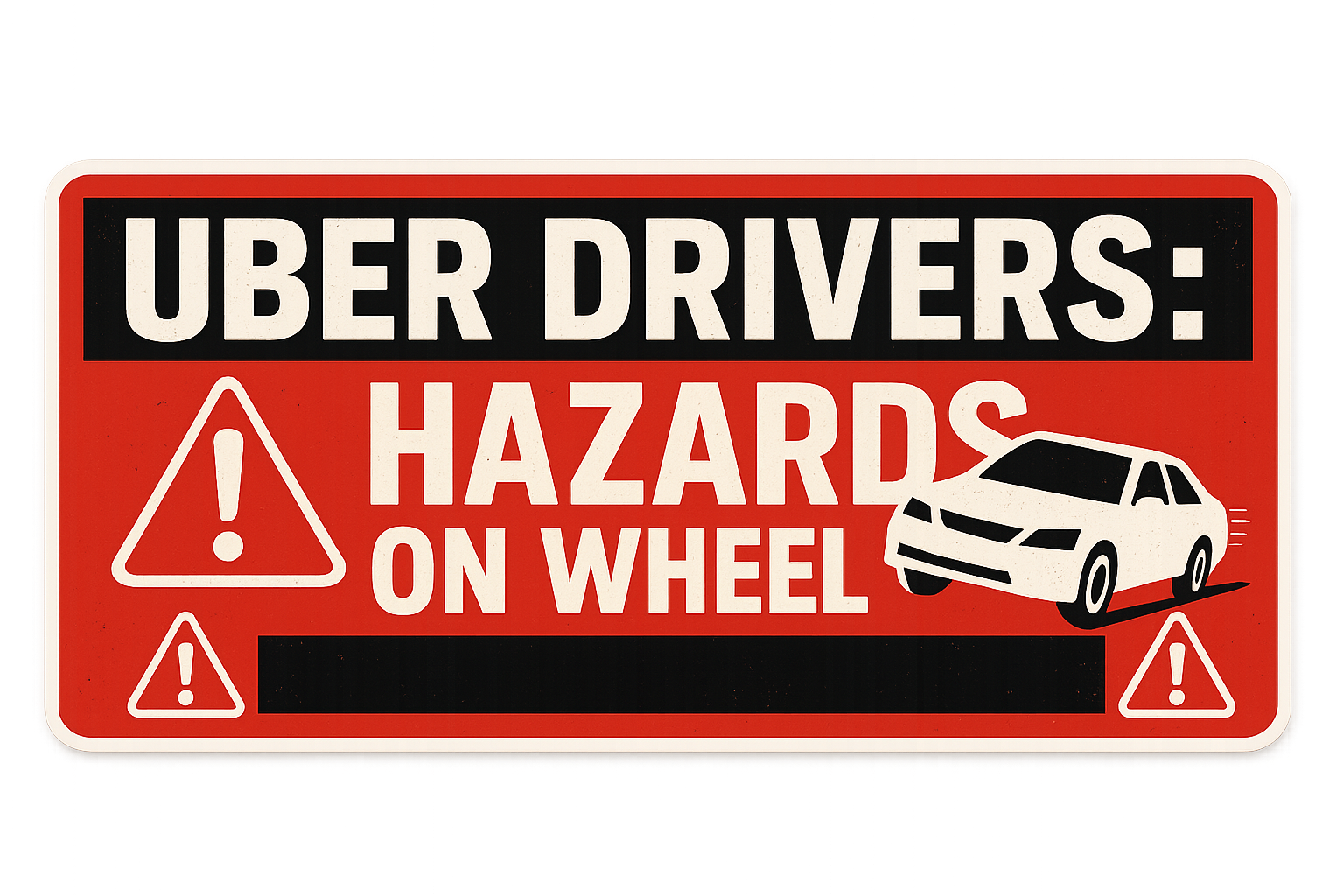 STICKER: UBER DRIVERS HAZARDS ON WHEELS