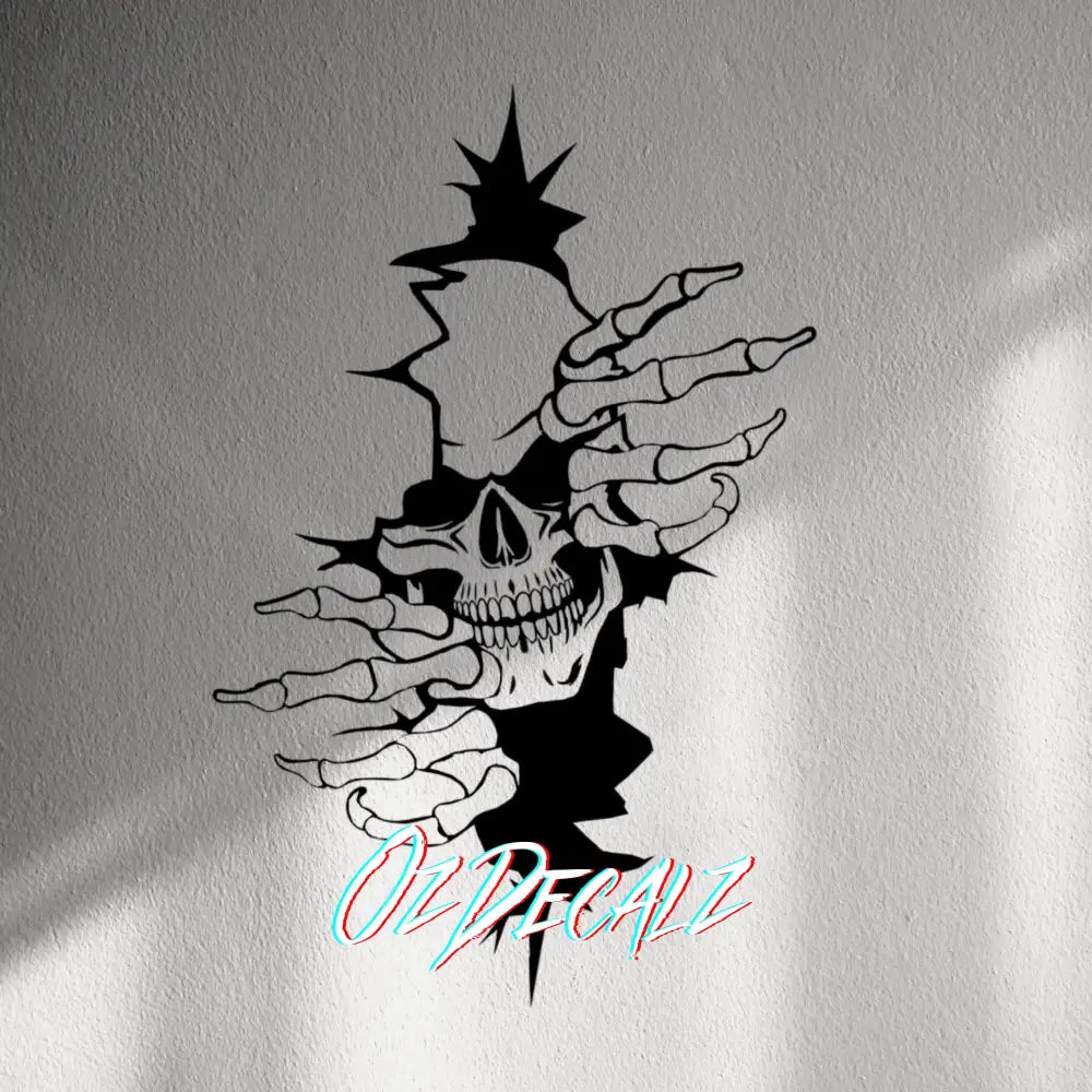WALL STICKER: SKULL THROUGH WALL - OzDecalz
