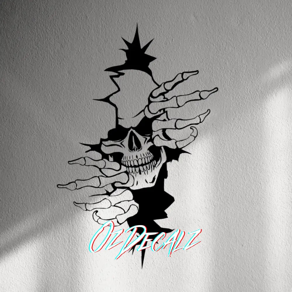WALL STICKER: SKULL THROUGH WALL - OzDecalz