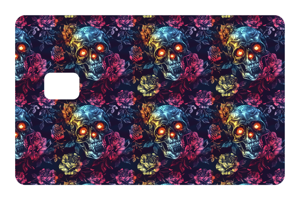 CARD WRAP: SKULLS & FLOWERS