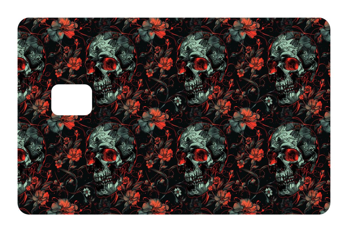 CARD WRAP: SKULLS & FLOWERS
